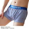 Soutong Vertical Stripe Cherry Print Men Underpants Comfy Elastic Waist Loose Boxer Underwear for Inside Wear