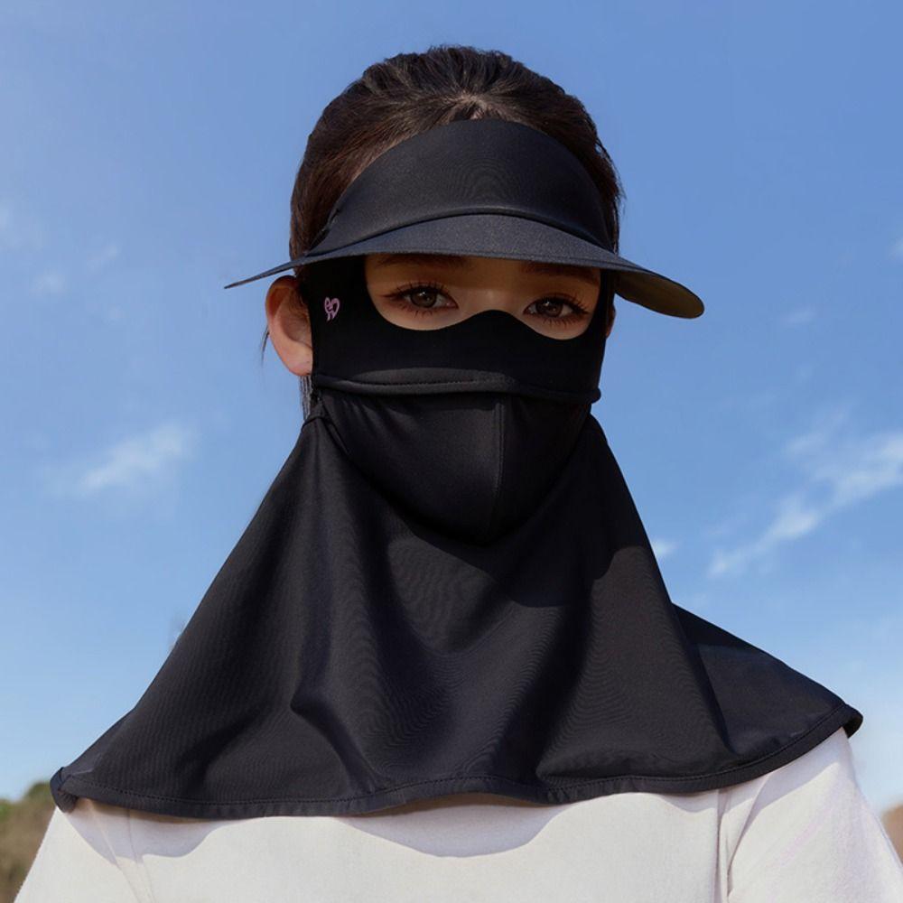 Dustproof Sunscreen Face Cover Solid Color UV Protection Veil Summer Ice Silk Mask  Hiking