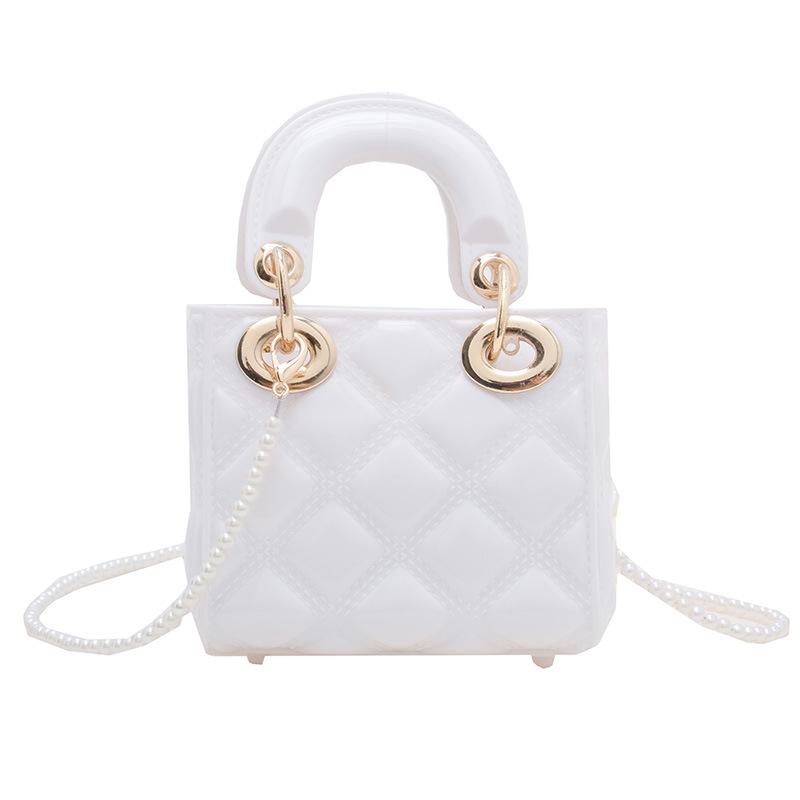 2025 Sommer Mini Diamantmønster Jelly Bag - PVC Perle Crossbody for Barn & Kvinner