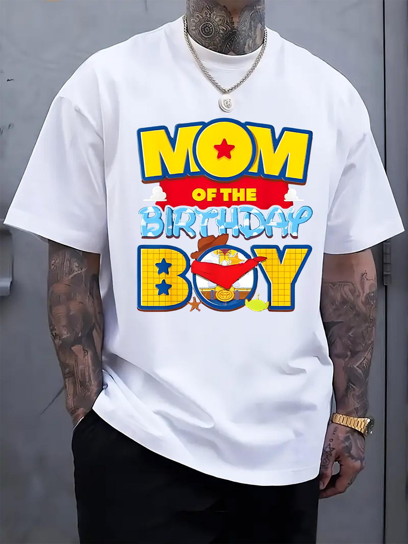 Mom of the Birthday Boy Graphic T-shirt - Casual Crew Neck XXXXL