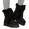 Autumn and Winter Snow Boots, Piled, Thickened Thick Soles To Increase the Height of the Fur, Integrated Cotton Shoes, Fluffy Warm Boots