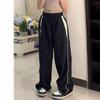 Damen Gerade Weitbein Hose Lässig Locker Hohe Taille Lange Hose