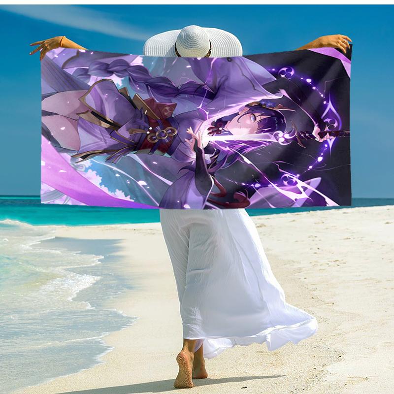1pc Genshin Impact Beelzebul2 Beach Towel, Comfortable and Thick, and Swimming/Bath/Picnic/Camping Towel, Suitable for Seaside Beaches