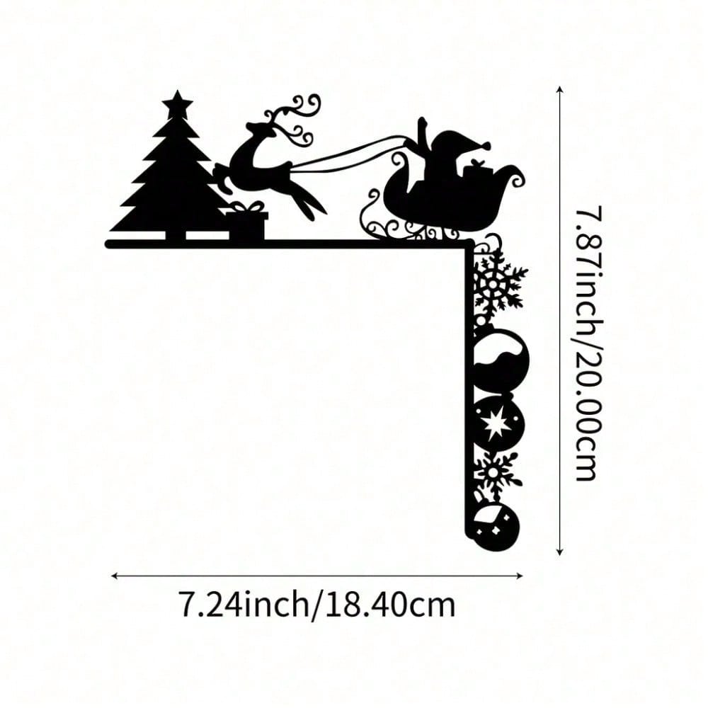 1PC Metal Sleigh Wall Stickers: Door Corner & Party Decor