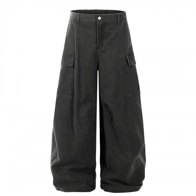 Unisex Loose Fit Cargo Pants Wide Leg Straight Cut Cotton Trousers Daily Wear