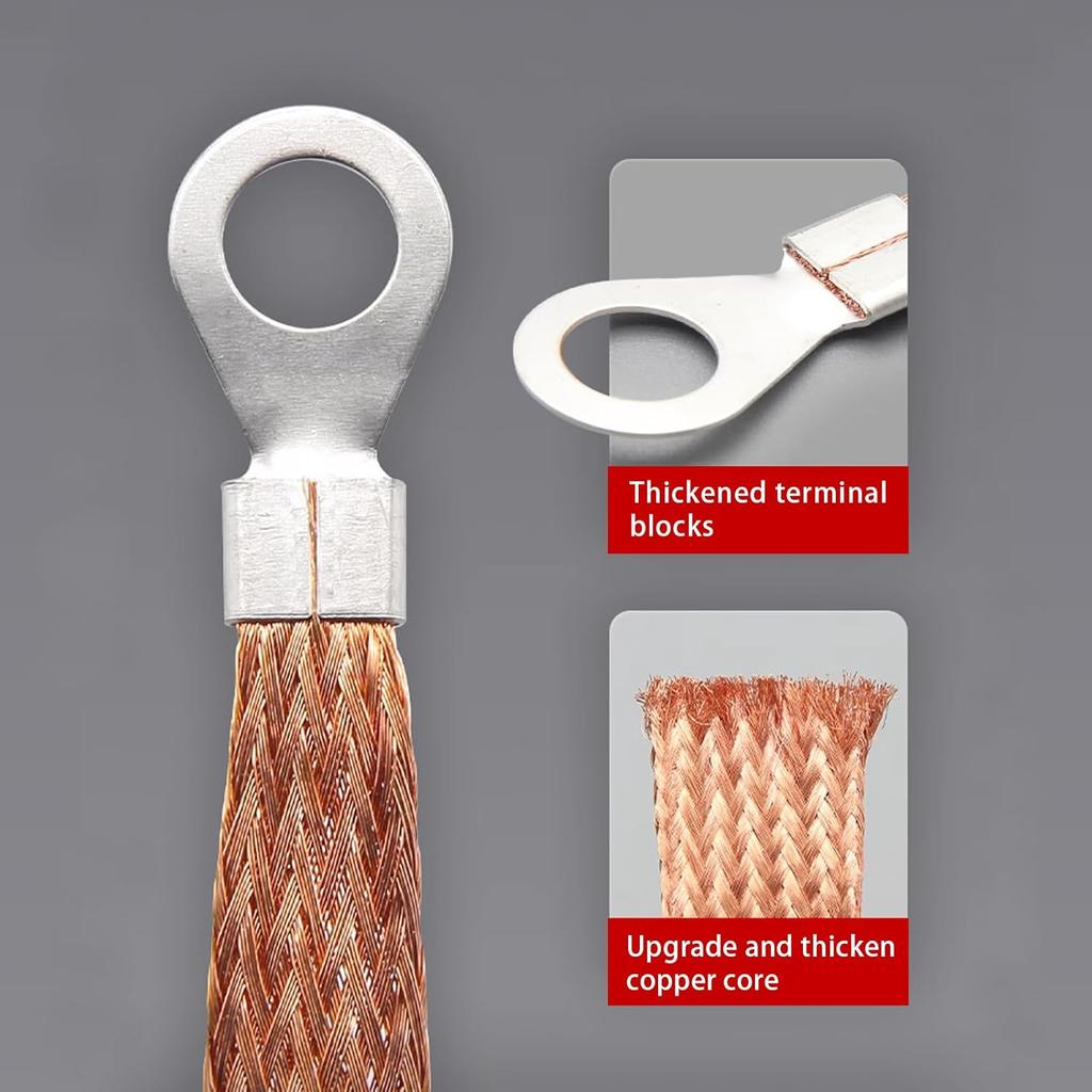 5 PCS Automotive Engine Grounding Strap, Flexible Tensile-Resistant Copper Braided Distribution Box Bridge Jumper, Car Multi-Purpose Heavy-Duty