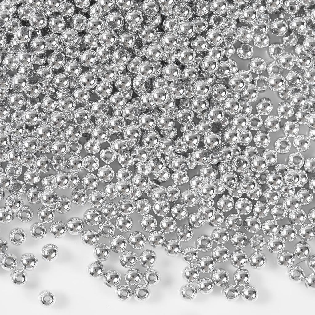 FGB High Color Retention Silver Spacer Beads - 3/4/6/8mm Round Glass Beads for DIY Beading Accessories