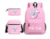 3 Piece School Backpack Set for Students Large Capacity Oxford Cloth Schoolbag with Shoulder Strap and Pencil Case