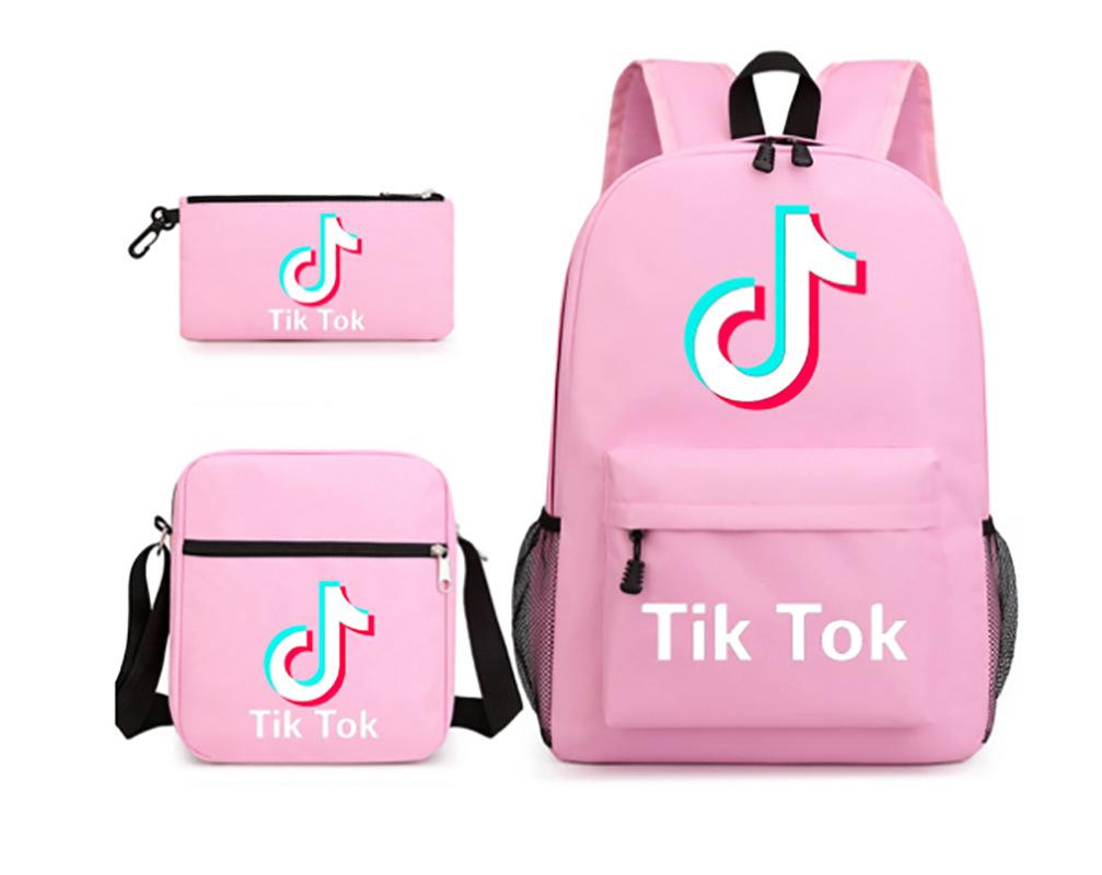 3 Piece School Backpack Set for Students Large Capacity Oxford Cloth Schoolbag with Shoulder Strap and Pencil Case