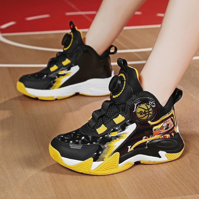 31-40 Dziecięce Duże Rozmiary Antypoślizgowe Odporne na Zużycie Modne Wysokie Buty do Koszykówki Trend Sportowy Buty Dziecięce