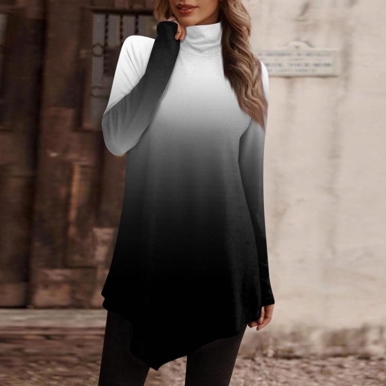 

Женские повседневные удобные водолазки с длинным рукавом и принтом, футболки-пуловеры S серый