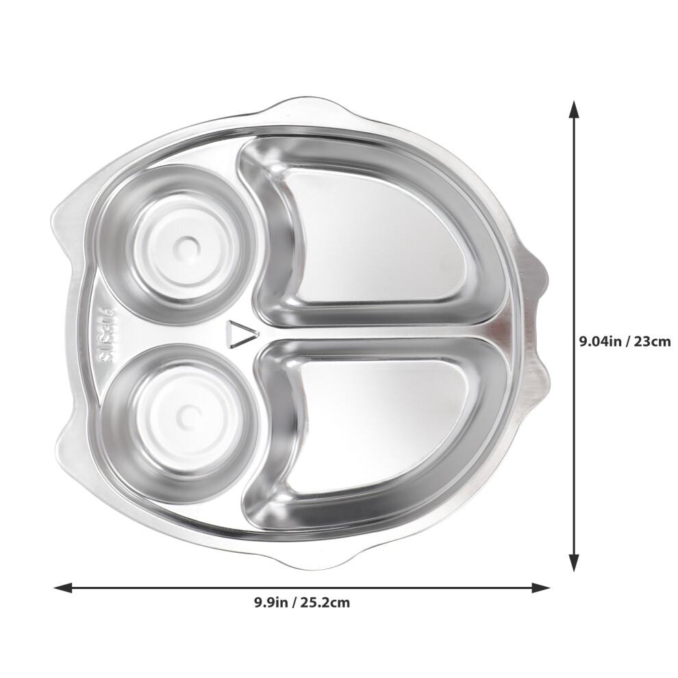 Stainless Steel Snack Plate Toddlers Divided Silver 1pc