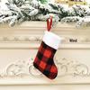 Red and Black Plaid Christmas Stocking Ornaments with Plush Details