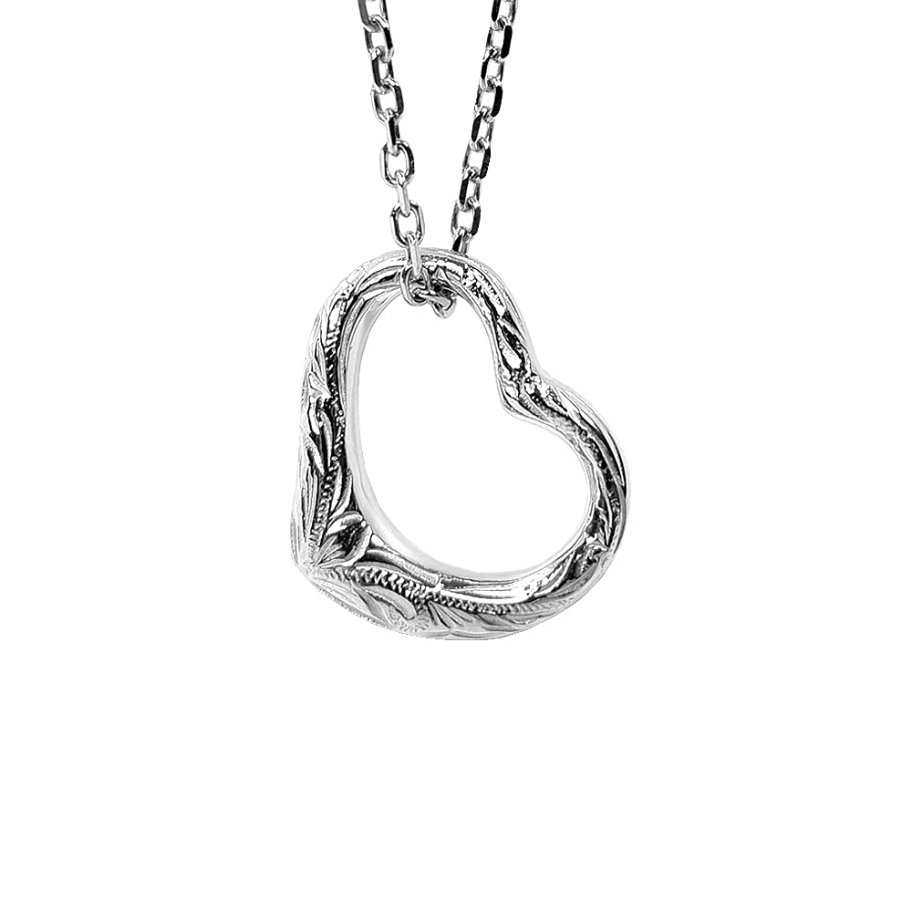 

Гавайские украшения Гавайское ожерелье «Открытое сердце» Хирургическая нержавеющая сталь 316L [серебряное дерево] (Серебряный)