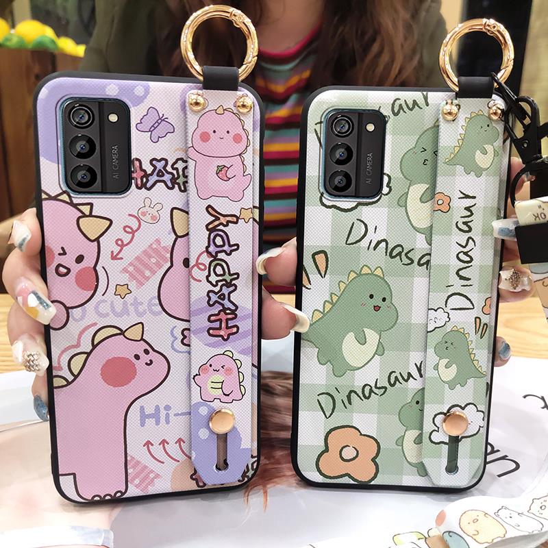 Wristband Dirt-resistant Phone Case For Nokia G100 Wrist Strap Anti-knock Durable Back Cover Anti-dust Silicone Cartoon