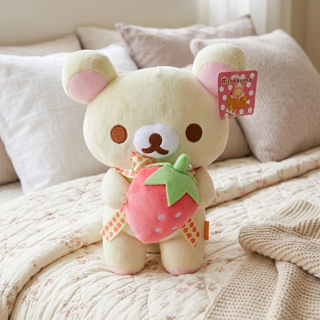 Strawberry Rilakkuma Plush Toys 2527Cm Kawaii White Bear Brown Bear Stuffed Doll Toys Hobbies Collection Cute Kid Birthday Gift