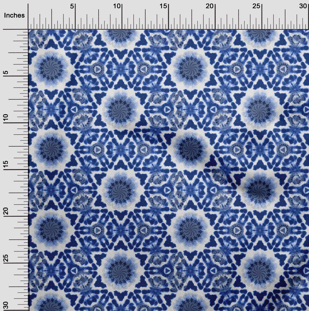 oneOone Cotton Flex Dark Blue Fabric Asian Tie And Dye Quilting Supplies Print Sewing Fabric By The Yard 40 Inch