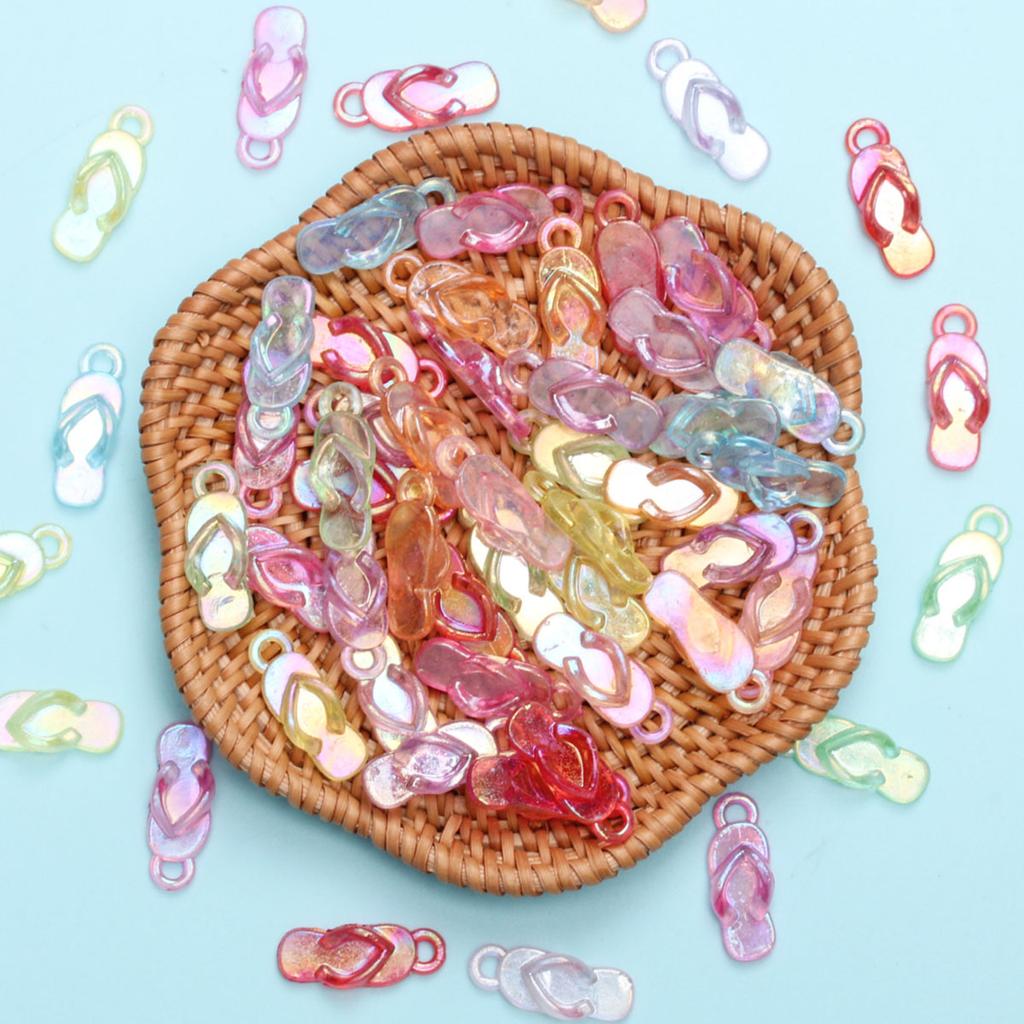 60pcs Handmade Material Beads Candy Color 8*22mm Slippers Shape