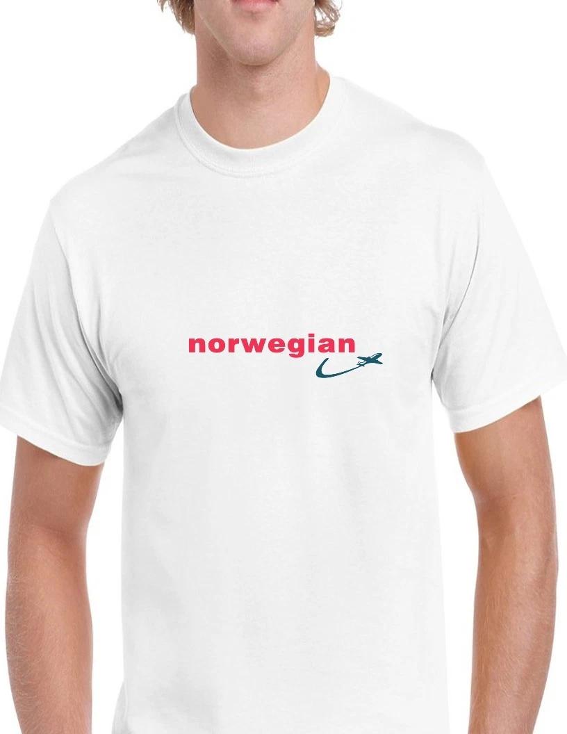 Norwegian Air Red Blue Logo European Airline Aviation Geek White Cotton T-Shirt 3XL