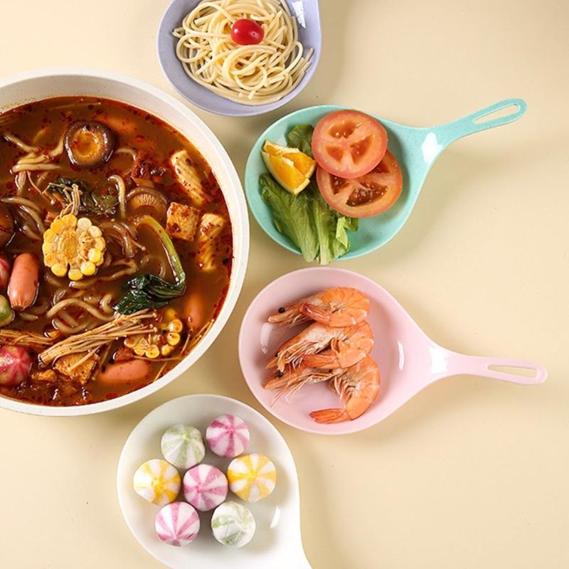 2Pcs Appetizer Eating Tray Handheld Dish Fried Chicken Snacks Plate Large Spoon Tray Fruit Dessert Cake Platter Easy Use