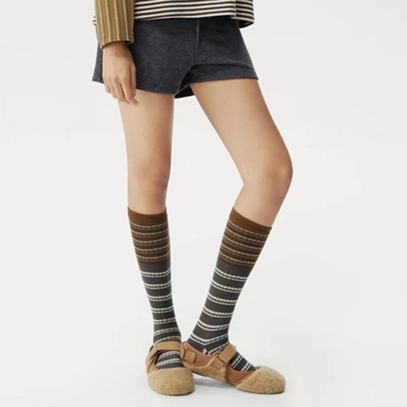 Damen Kniestrümpfe, Modische Gestreifte Strümpfe Cosplay Oberschenkelhohe Strümpfe Schlauchsocken Gestreifte Lange Stiefelsocken