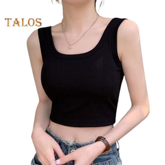 Women Tank Tops O-neck Sleeveless Slim Fit Undershirt Solid Color Camisole High Elastic Bottoming Tops
