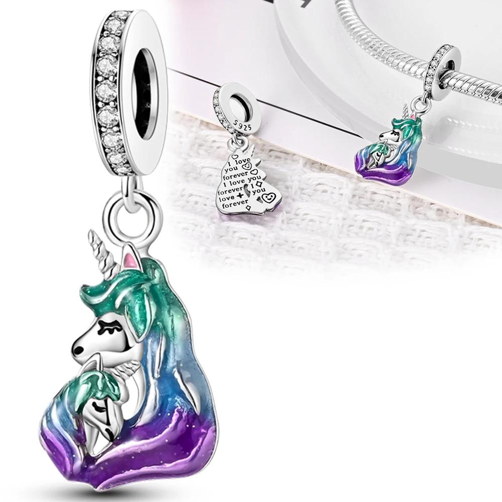 Motherly Love Unicorn Pendantscopperplated Original Beads Fit Originalcharms Bracelet Beads Jewelry Gifts For Women