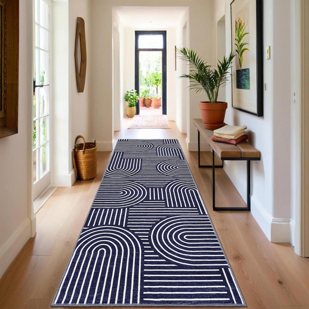 Geometric Lines Hallway Carpets Living Room Carpet Non-Slip Washable Rug Soft Sofa Coffee Table Floor Mat for Kitchen Tapis