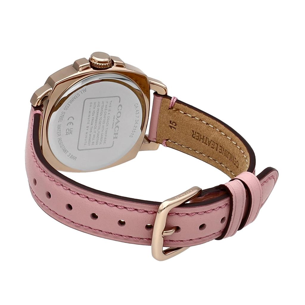 Armbanduhr BOYFRIEND, rosa Zifferblatt, Edelstahl, Leder, Quarz, 34 mm, Uhr 14503981 [Coach] für Damen [Artikel]