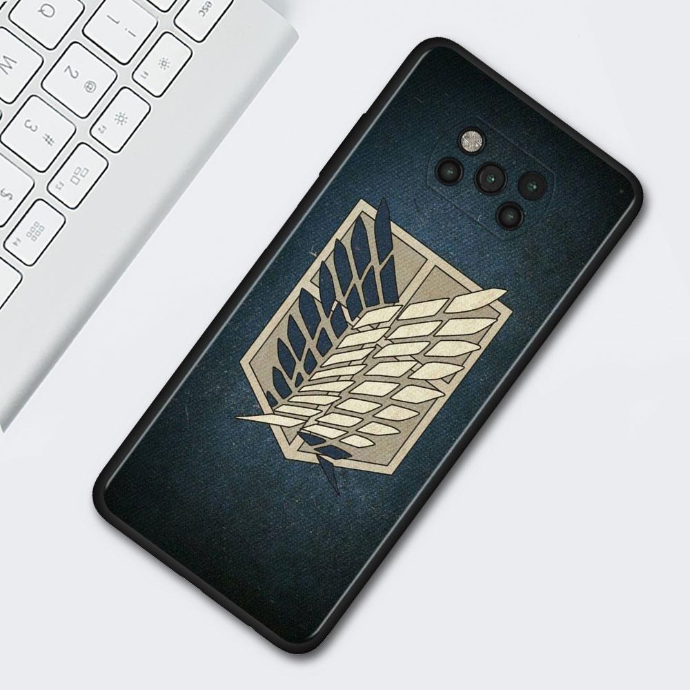 Anime Japanese Attack On Titan Case For Xiaomi Mi Poco X3 M3 Pro X4 NFC F3 GT Pocophone F1 Black TPU Soft Cover Cellphones Capa