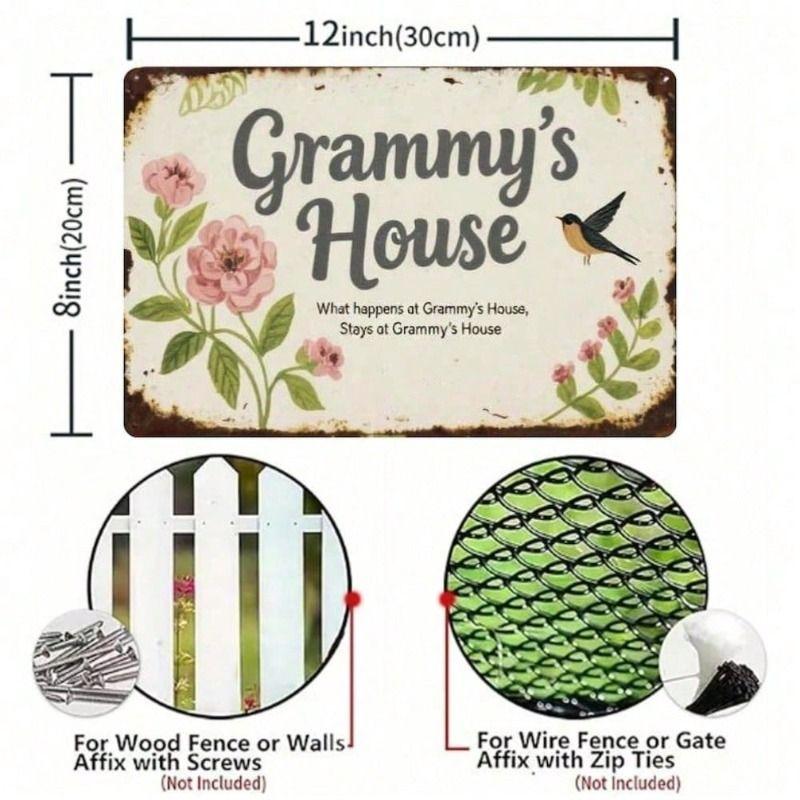 Vintage Metal Wall Art, Flower Tin Sign for Kitchen