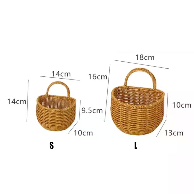 Kitchen Storage Basket With Handle Cute Wall Hanging Woven Basket Kawaii Hanging Storage Basket Kitchen Sundries Organizer