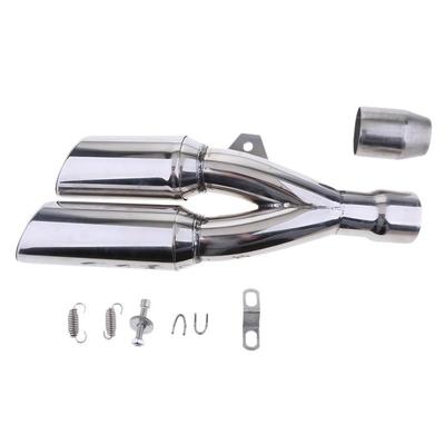 Dual Tail Outlet Exhaust Muffler Pipe Stainless Steel Slip On Fit for Dirt Bike Street Motorcycle ATV Performance