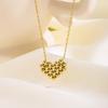 Women's 18K Gold Plated Stainless Steel Sporty Bamboo Chain Heart Zircon Pendant Necklace for Anniversaries