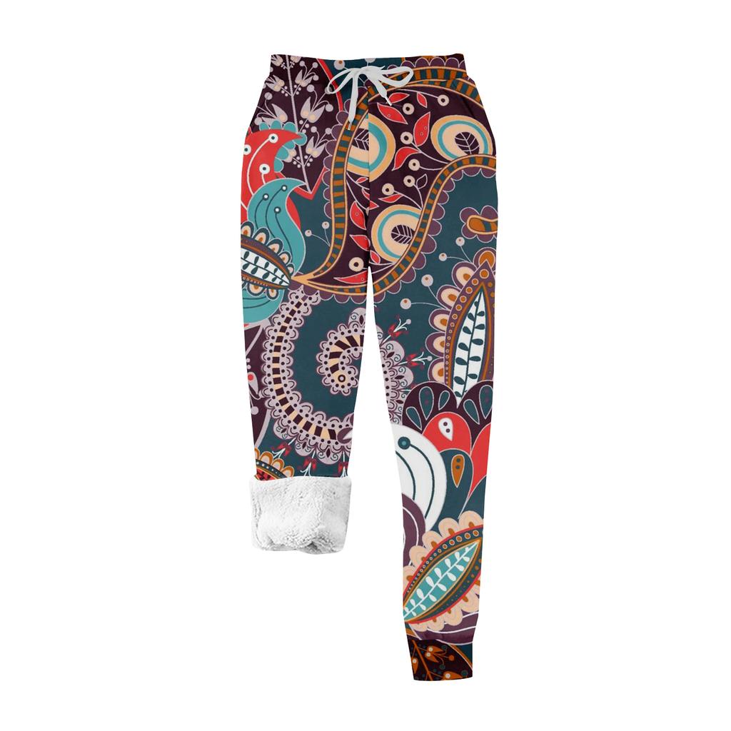 Women's Casual Fashion Home Christmas Print Plush Sweatpants
