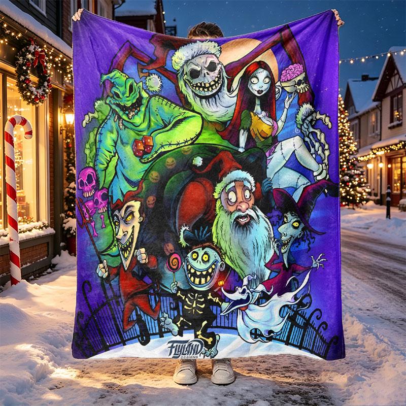 The Nightmare Before Christmas Pattern Blanket for Home Decoration, Bed, Sofa, Car Travel, Camping, Suitable for All Seasons, Birthday Christmas Gift