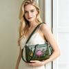 Dámská embosovaná květinová crossbody taška Vintage květinová taška přes rameno PU kůže Denní dojížděcí taška Ležérní víceúčelová peněženka pro maminku do práce na nákupy