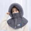 Faux Fur Lined Hooded Neck Warmer Warm Integrated Face Mask New Full Face Balaclava  Winter