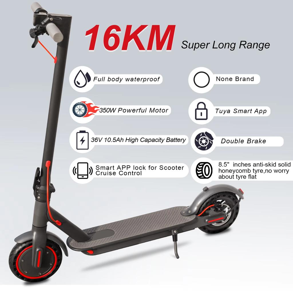 Portable 12.5kg AOVOPRO 350W Foldable Electric Scooter 8.5 Inch Solid Tire IP65 Waterproof Adult Escooter USA Stock