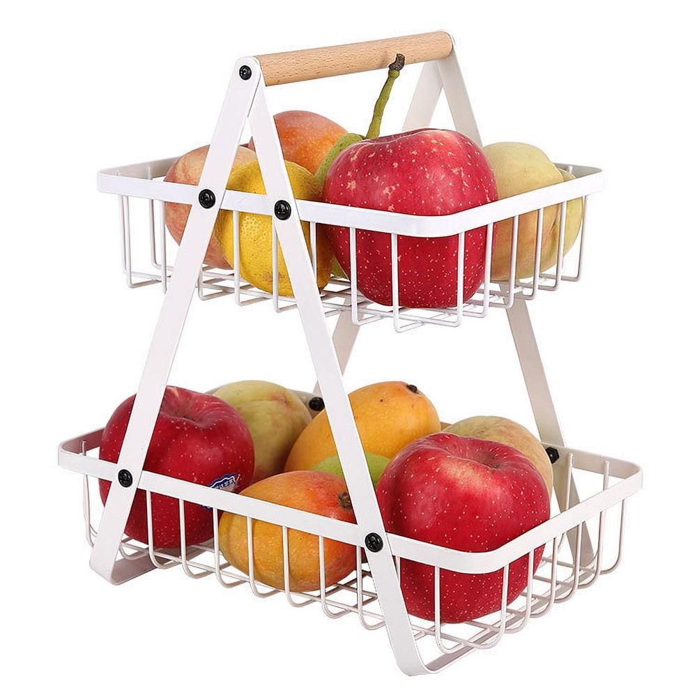 2 Tier Countertop Fruit Basket,Portable Fruit Bowle Basket for Kitchen Organizer Storage & Dining Room Fruits Vegetable Bread Snacks