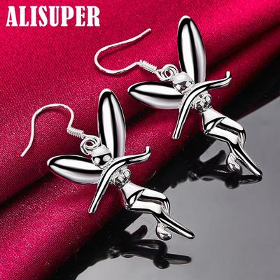 925 Sterling Silver Dancing Angel Drop Earrings Jewelry