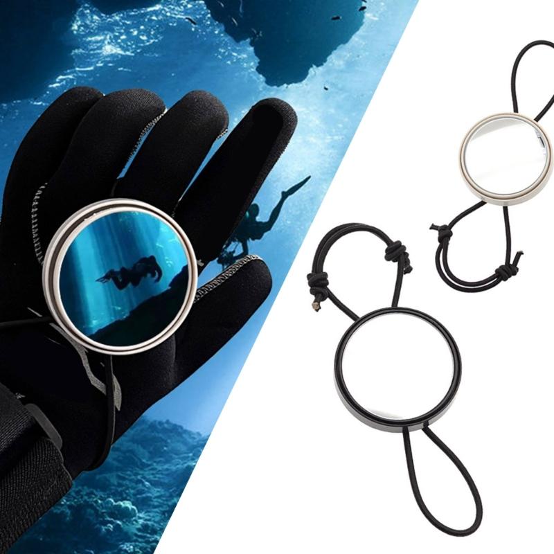 Round Diving Rearview Mirror with Elastic Rope Adjustable Scubas Diving Rearview Mirror for Scubas & Snorkeling