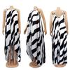 H153 Europäisches Sexy Damen Maxikleid mit unregelmäßigem Print und Spaghettiträgern