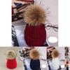 Real Winter New Raccoon Fur Hats Pom Pon Women Lady Knit Beanie Bobble Cap