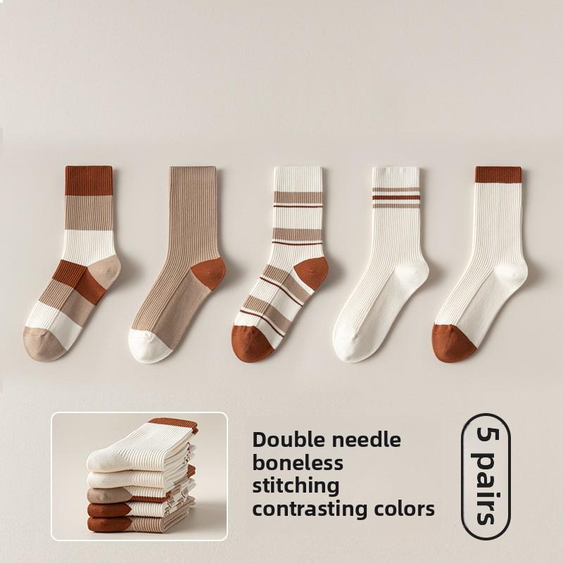 

5 пар женских осенне-зимних впитывающих пот дезодорирующих модных цветных носков без косточек с мягкой трубкой 5 Pairs