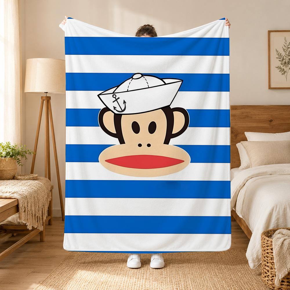 Julius the Monkey Character Throw 240g flannel blanket, suitable for sofas, beds, offices, exquisite gift blankets