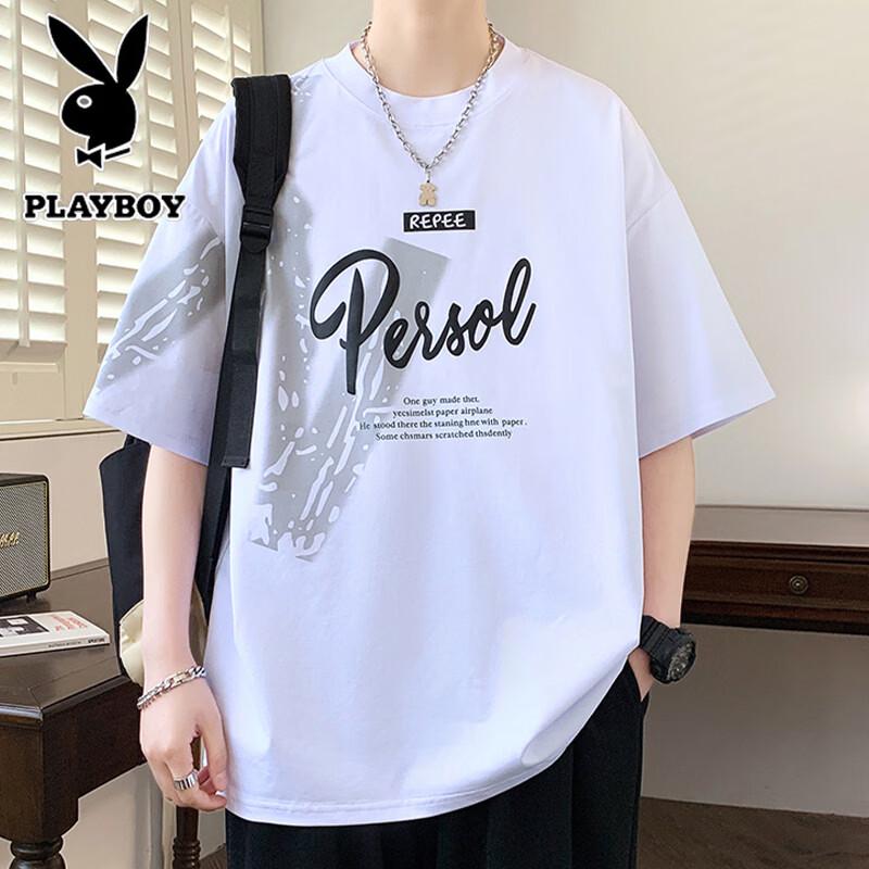PLAYBOY Men s Letter Print Short Sleeve T-Shirt L