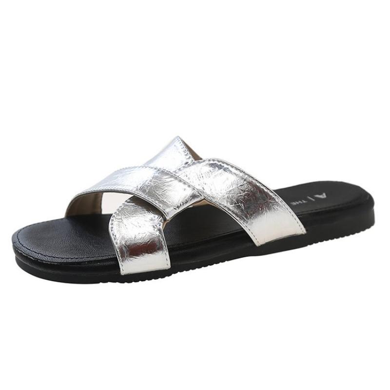 Cross-strap Women's Summer Outdoor French Retro-style Casual Flat Beach Non-slip Slippers