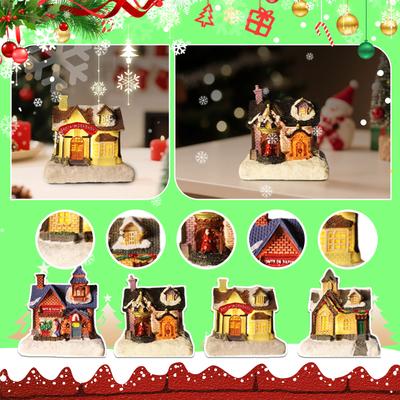 Noel Süsleri Reçine Küçük Ev Mikro Reçine Ev Noel Yaratıcı Işıklı Küçük Ev