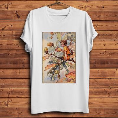 Cute Oak Tree Fairy Elf,Funny Vintage Artistic T-shirt,Daily Short Sleeve Casual TShirt,Unisex
